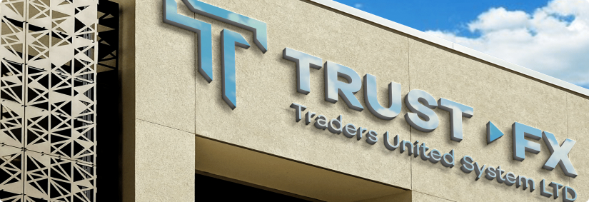 Trust FX logo on wall